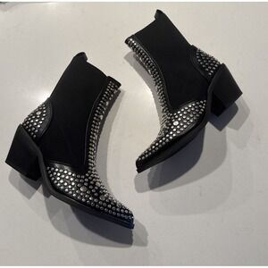 Sergio Todzi Studded Boots Booties Size 36 Black Silver Studs Chelsea Boot